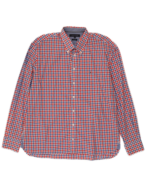 Camicia da uomo su misura Tommy Hilfiger 2XL cotone a quadretti rosso