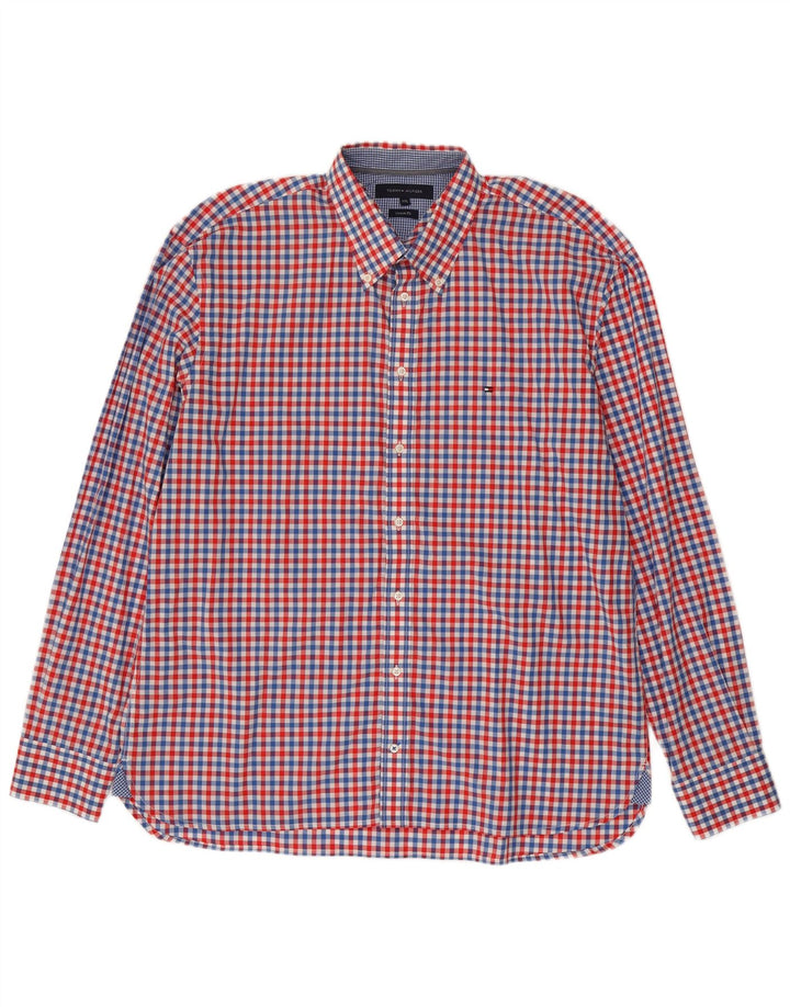 Camicia da uomo su misura Tommy Hilfiger 2XL cotone a quadretti rosso