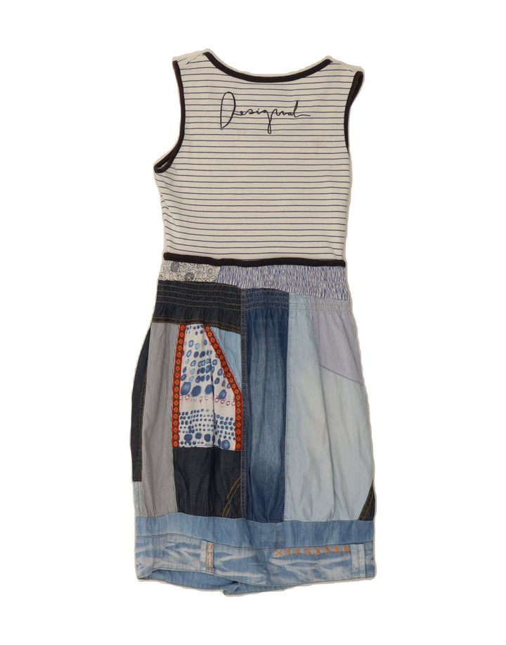 DESIGUAL Womens Sleeveless Basic Dress EU 36 Small White Patchwork Cotton Vintage Desigual and Second-Hand Desigual from Messina Hembry 