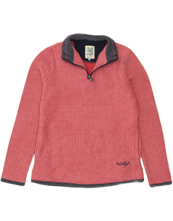 Maglione in pile da donna con collo con zip Weird Fish UK 12 Poliestere rosa medio