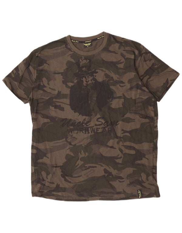 T-shirt grafica da uomo Zio Sam per abbigliamento da lavoro Top 3XL cotone mimetico kaki