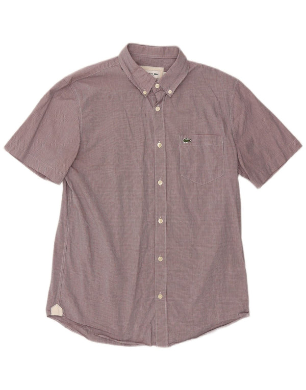 Camicia Lacoste da uomo a maniche corte vestibilità regolare taglia 40 medio bordeaux a quadri