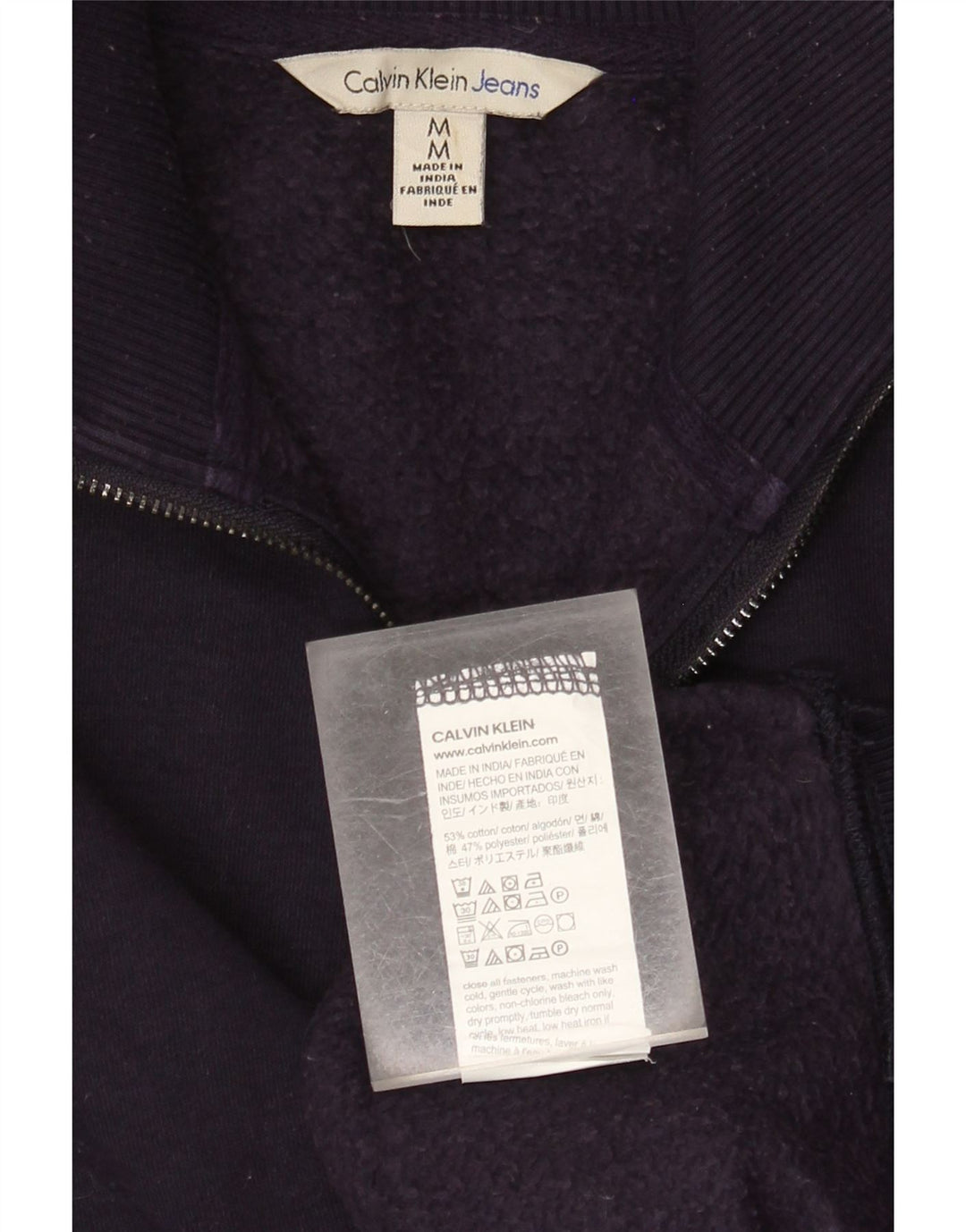 Calvin Klein Jeans Felpa da uomo con collo con zip grafica Maglione blu navy medio