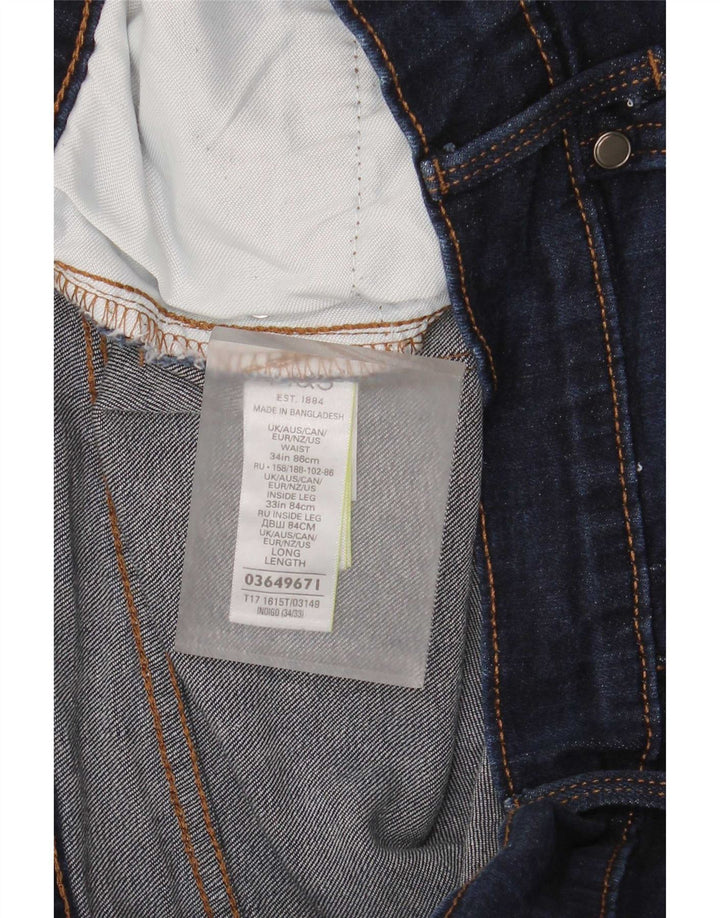 Jeans affusolati da uomo Marks & Spencer W34 L33 cotone blu navy