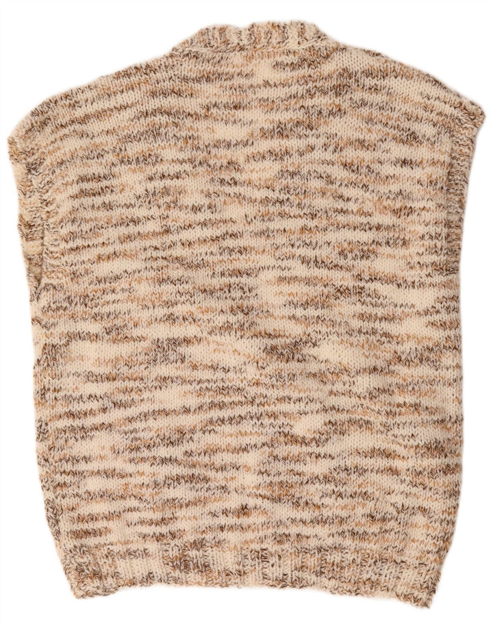 Canotta vintage da uomo, canotta grande beige screziata