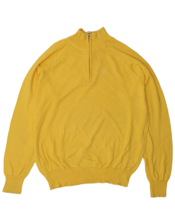 Sergio Tacchini Maglione da uomo con zip e collo grande in cotone giallo