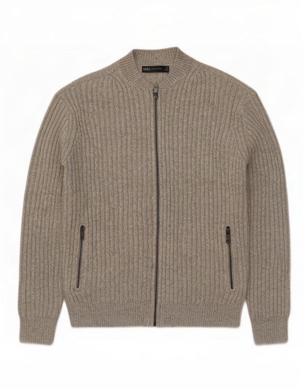 Maglione cardigan con zip intera da uomo Marks & Spencer XS grigio acrilico