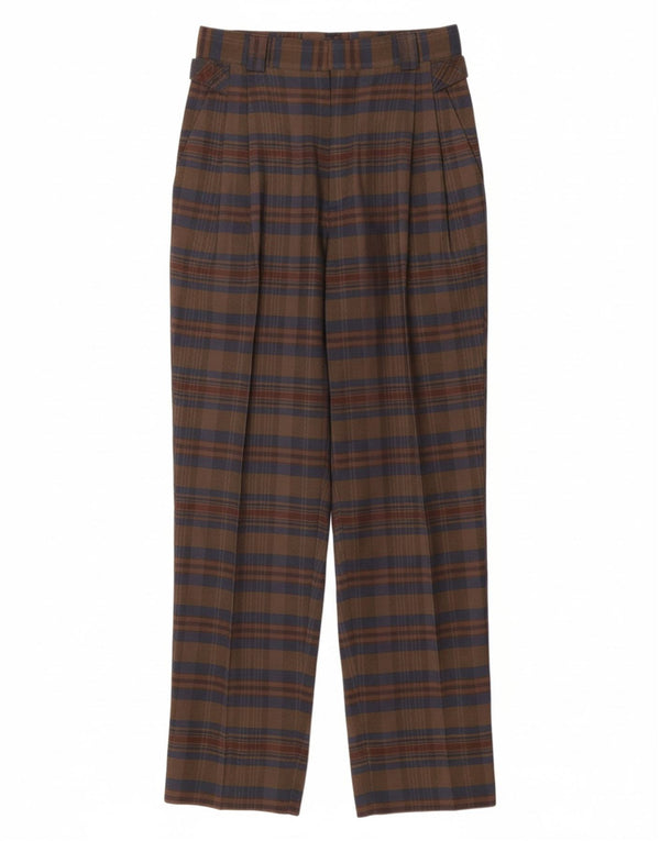 Pantaloni chino da donna a vita alta VINTAGE IT 44 medio W26 L29 marrone a quadri