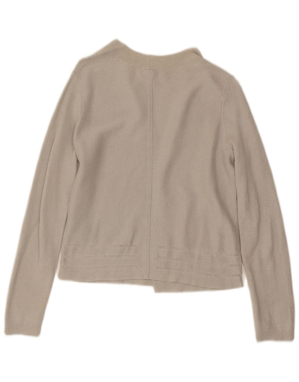 Maglione cardigan aperto corto da donna Jigsaw UK 10 piccolo cotone grigio