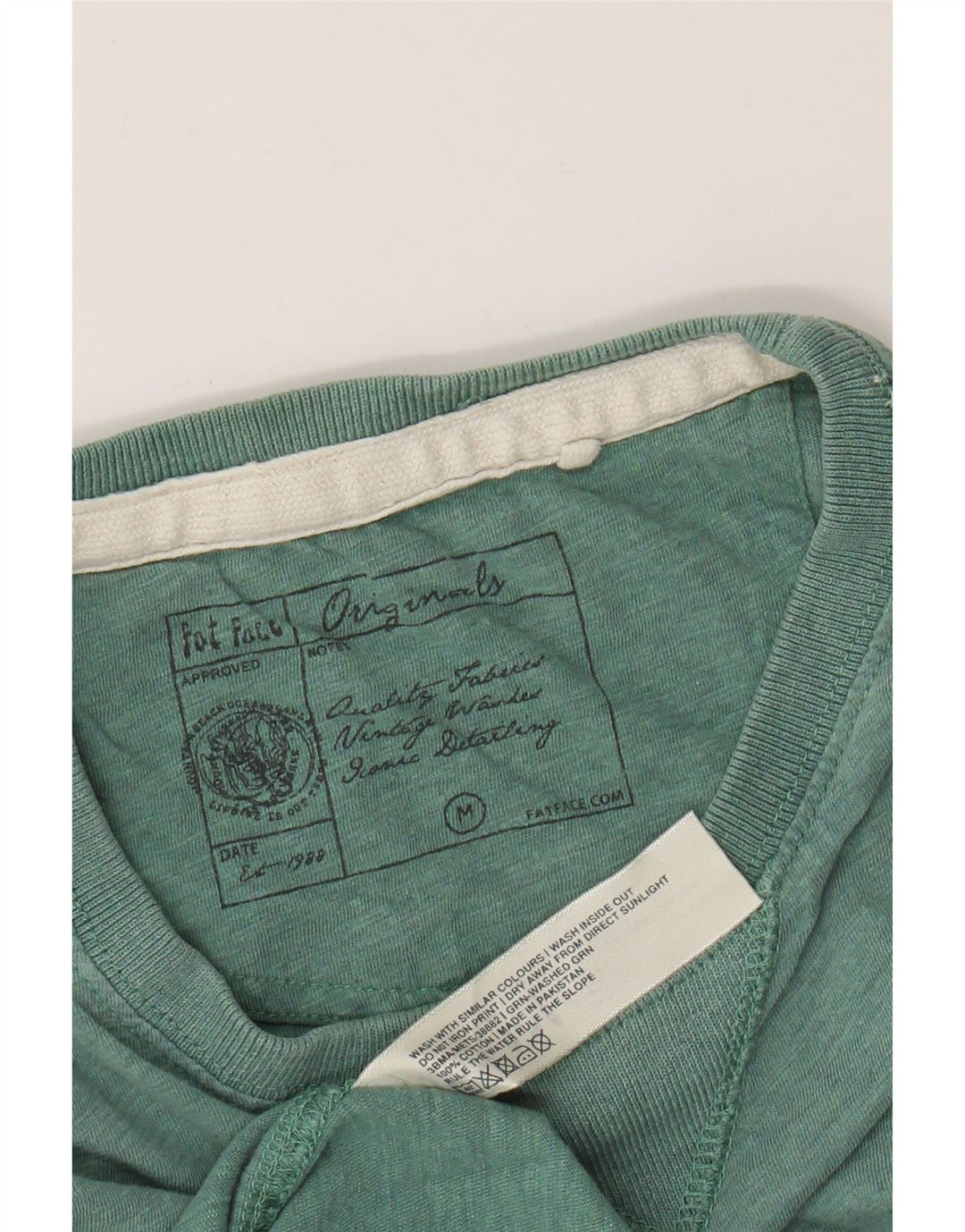 T-shirt da uomo FAT FACE Top in cotone chiazzato turchese medio