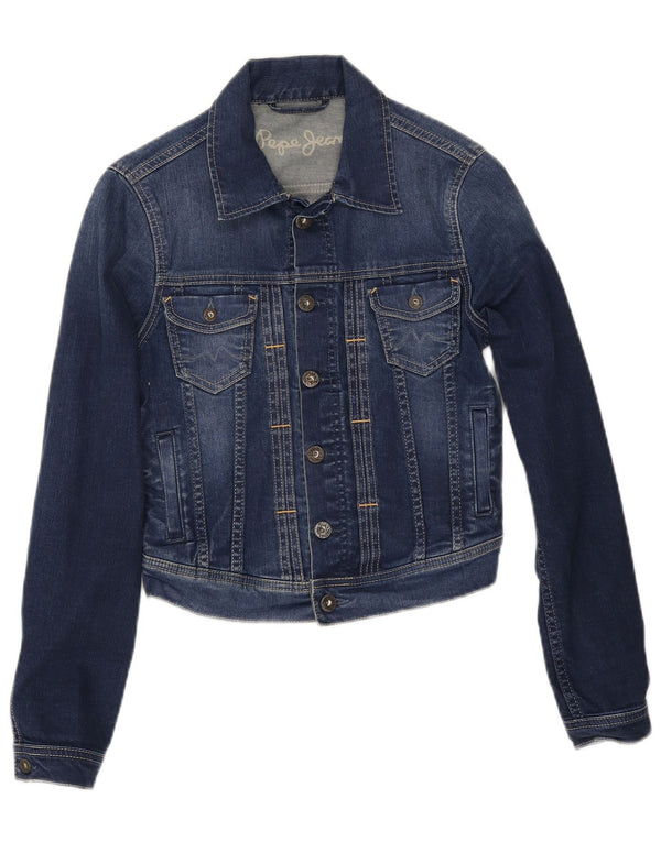 Giacca in denim corta da donna PEPE Jeans UK 10 piccola in cotone blu