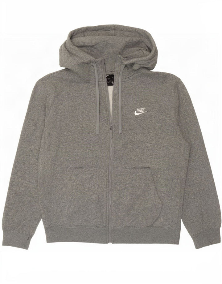 Felpa con cappuccio e zip Nike da uomo in cotone screziato grigio medio