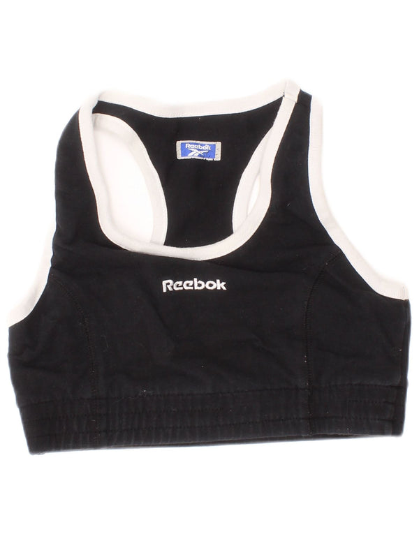 Reebok Reggiseno sportivo grafico da donna Top UK 8 Small Black Colourblock Sports