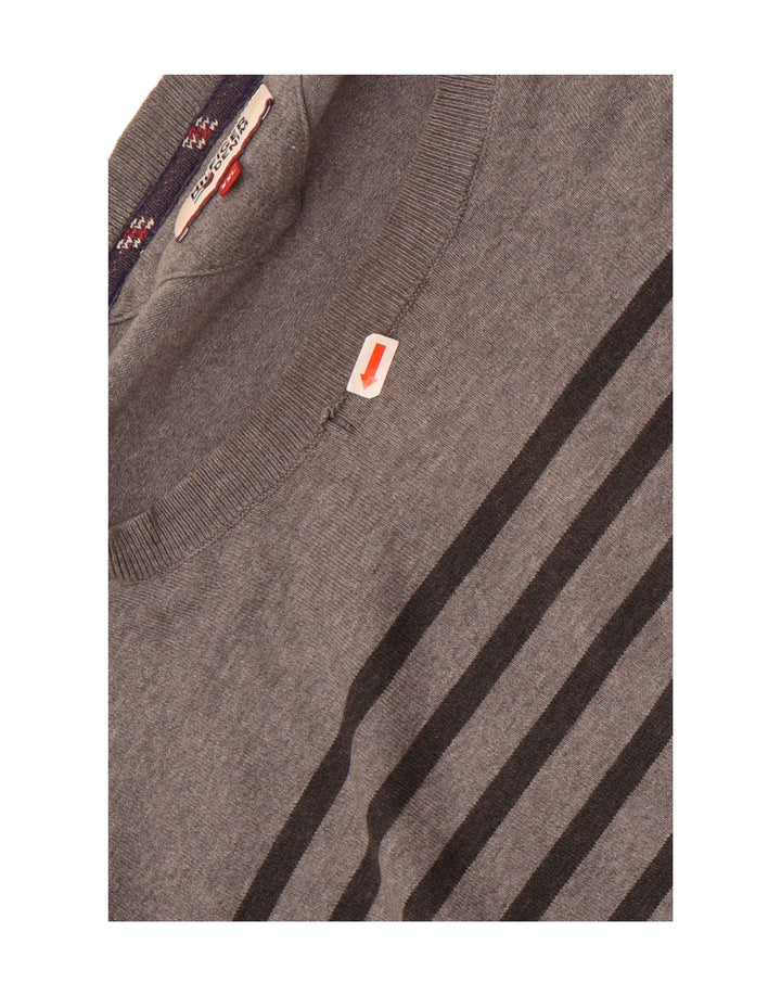 Maglione maglione girocollo da uomo Tommy Hilfiger 2XL cotone a righe grigie