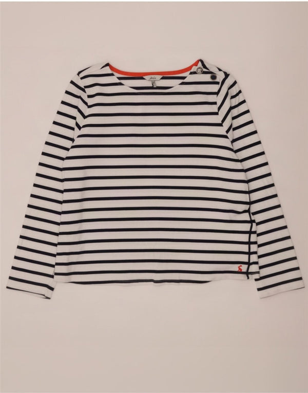 Jules Top da donna a maniche lunghe UK 14 Large White Striped Cotton Nautical