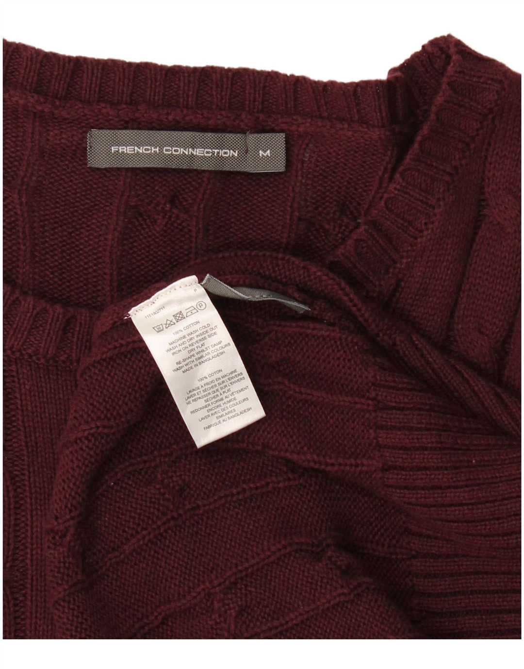 Maglione da uomo girocollo French Connection in cotone bordeaux medio