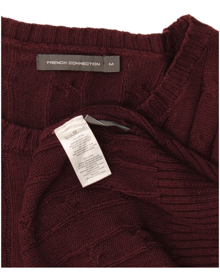 Maglione da uomo girocollo French Connection in cotone bordeaux medio