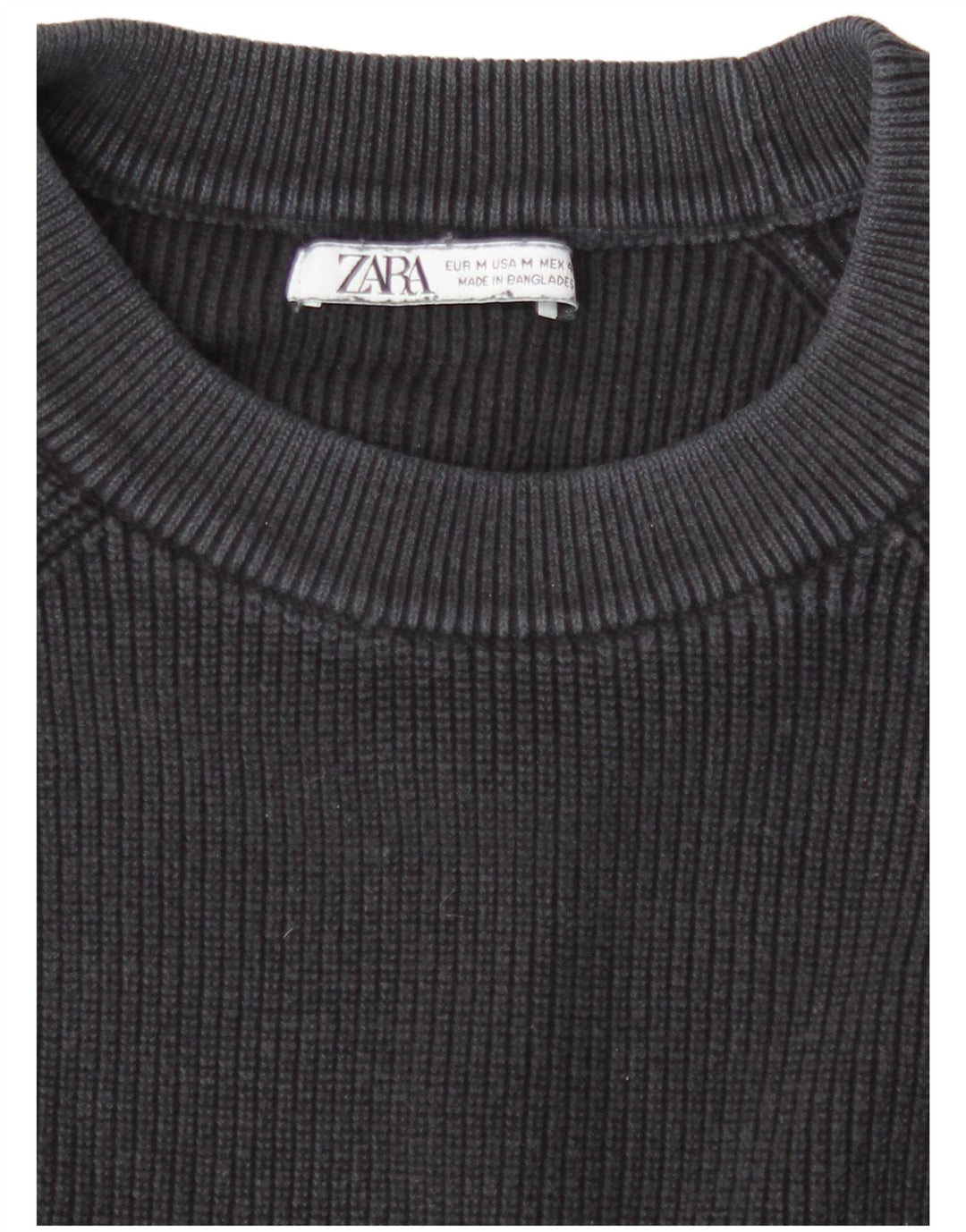 Maglione maglione girocollo da uomo Zara in cotone blu navy medio