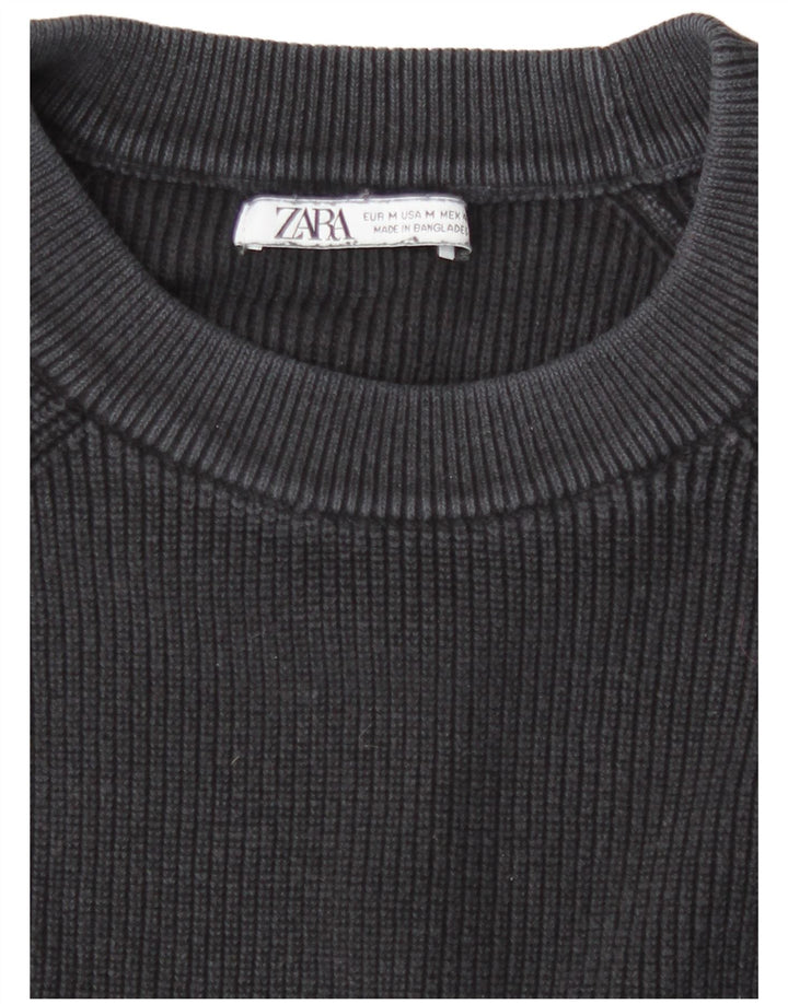 Maglione maglione girocollo da uomo Zara in cotone blu navy medio