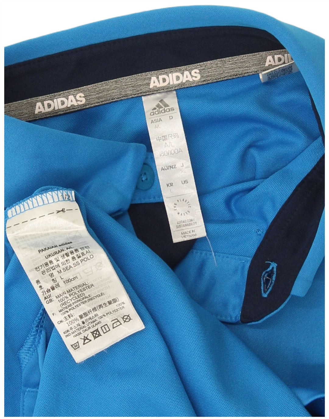 Polo Adidas da uomo grande in poliestere blu