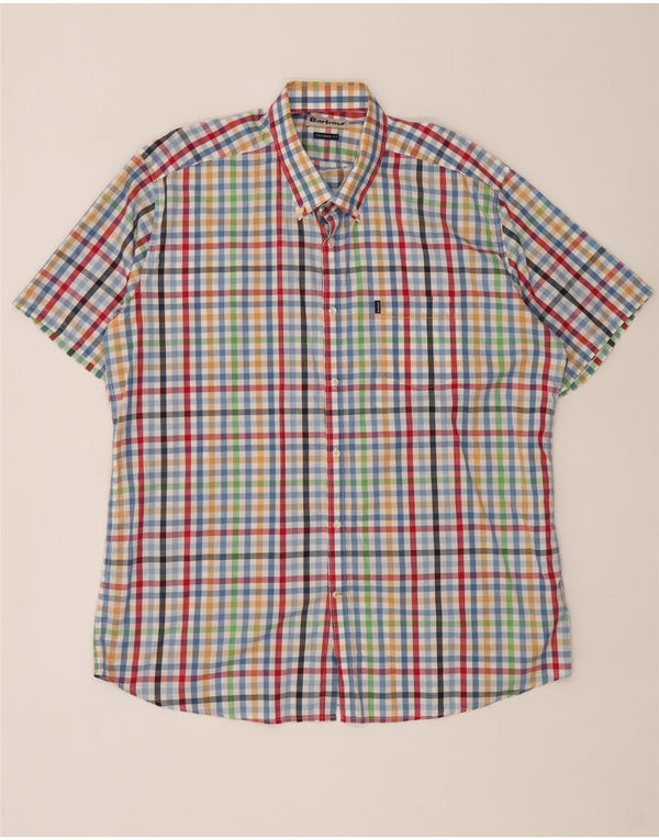 Camicia Barbour da uomo a maniche corte su misura 3XL a quadretti multicolore