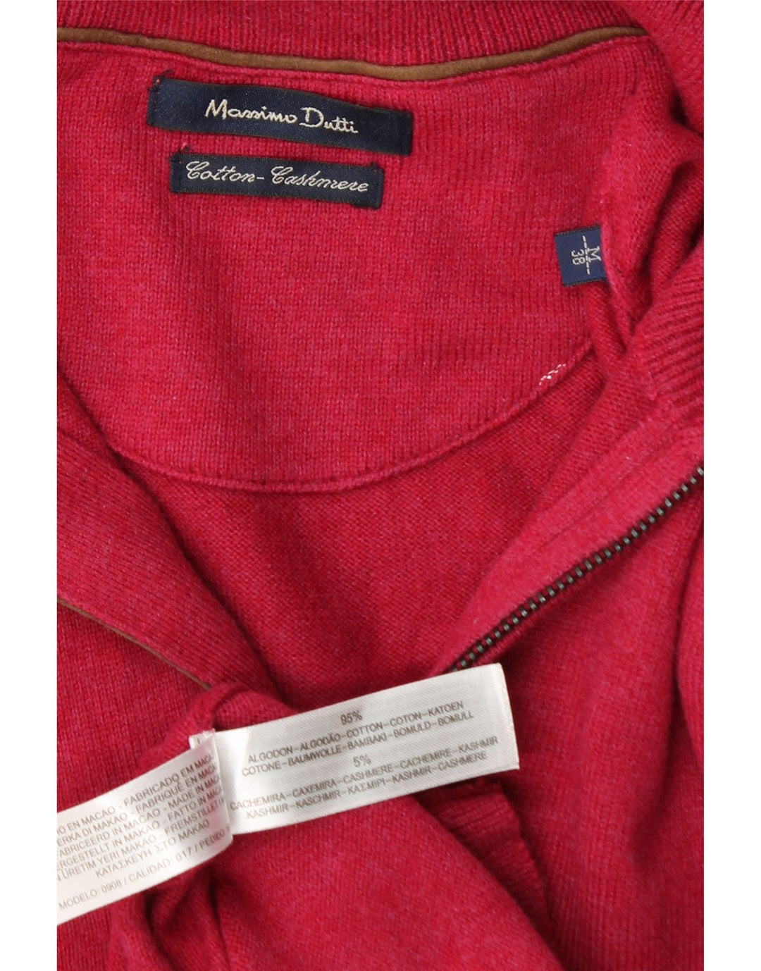 Massimo Dutti Maglione da uomo con zip e collo in cotone rosa medio