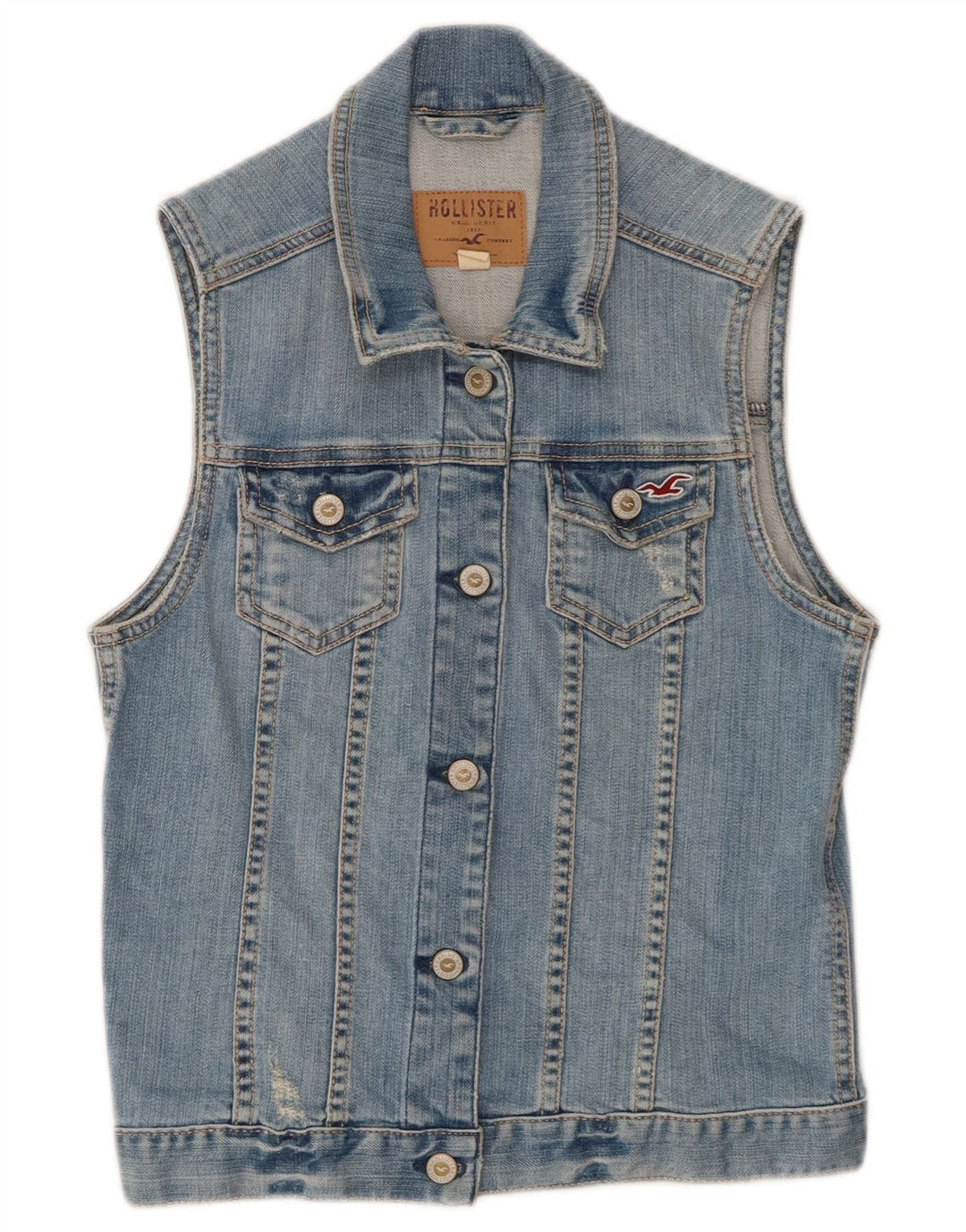 Gilet in denim da donna Hollister UK 12 cotone blu medio