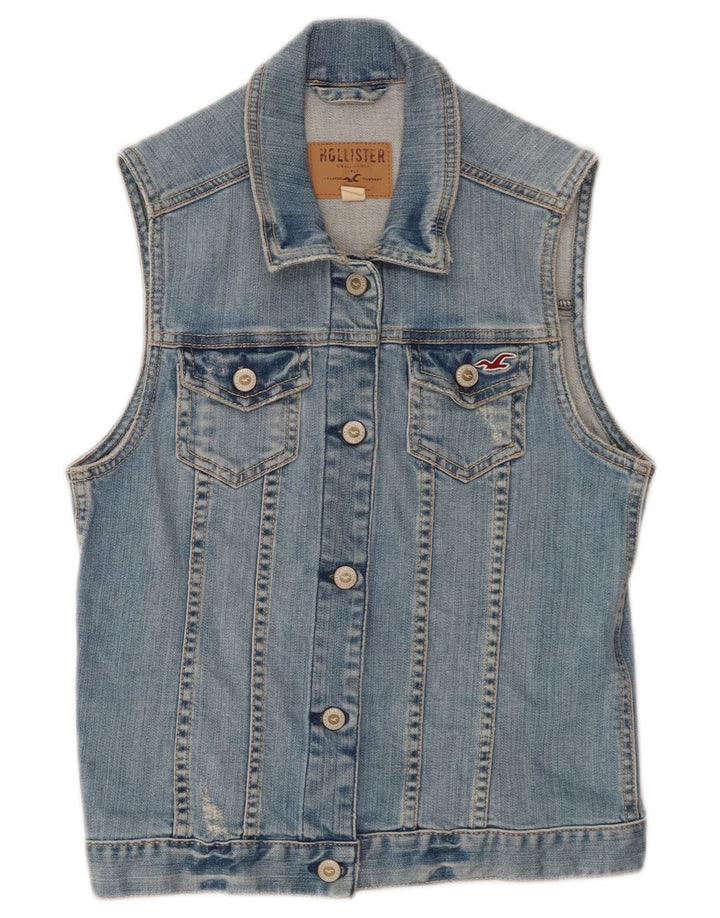 Gilet in denim da donna Hollister UK 12 cotone blu medio