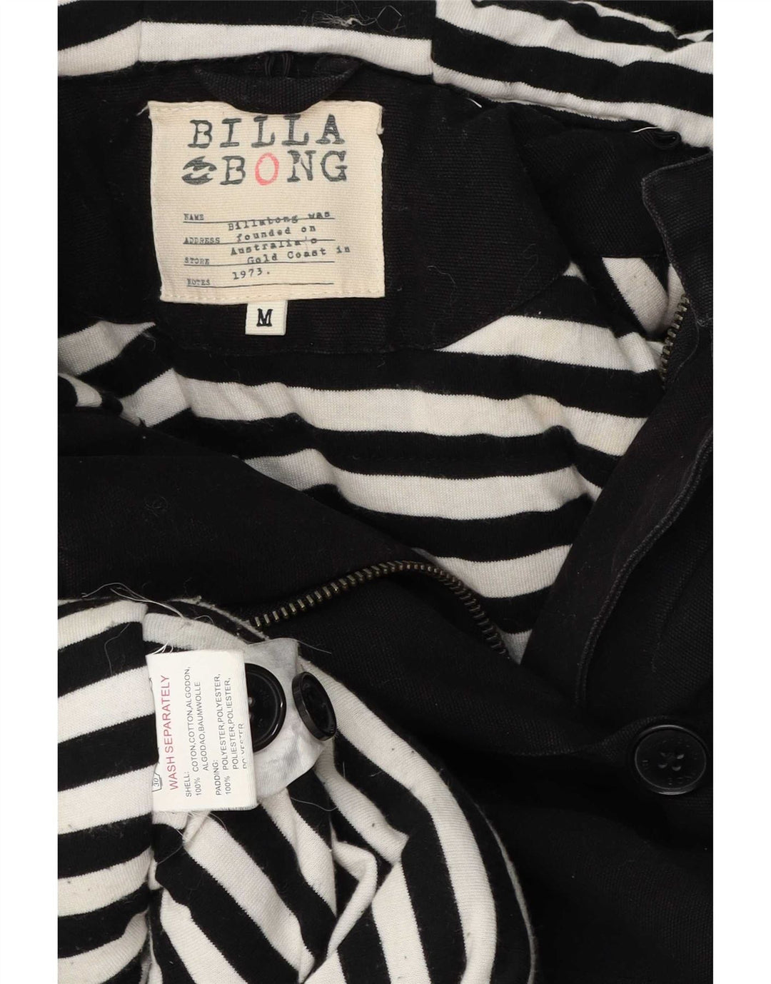 Giacca Parka con cappuccio da donna Billabong UK 14 cotone nero medio