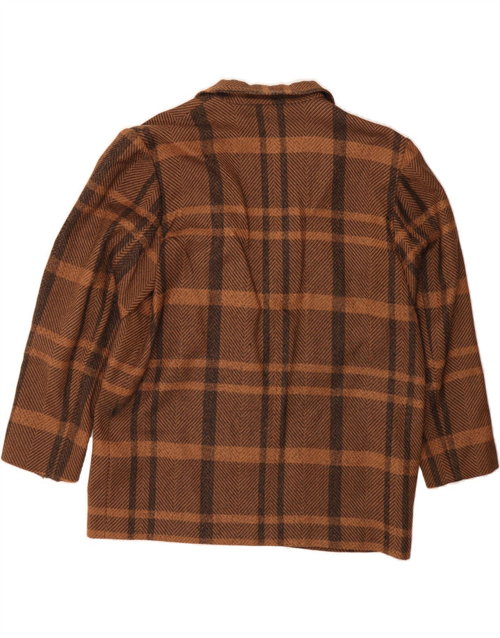 VINTAGE Womens 2 Button Blazer Jacket IT 50 XL Brown Plaid Wool Vintage Vintage and Second-Hand Vintage from Messina Hembry 