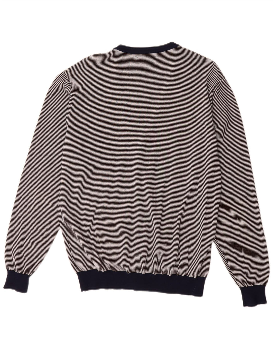 FRED PERRY Maglione cardigan da uomo XL blu navy gessato lana merino