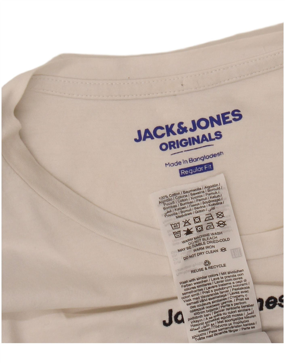 JACK & JONES T-shirt originale da uomo Top piccola in cotone color block bianco