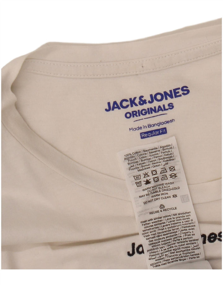 JACK & JONES T-shirt originale da uomo Top piccola in cotone color block bianco