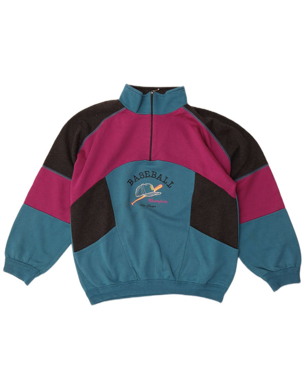 Felpa grafica vintage da uomo, maglione, grande, multicolore, color block