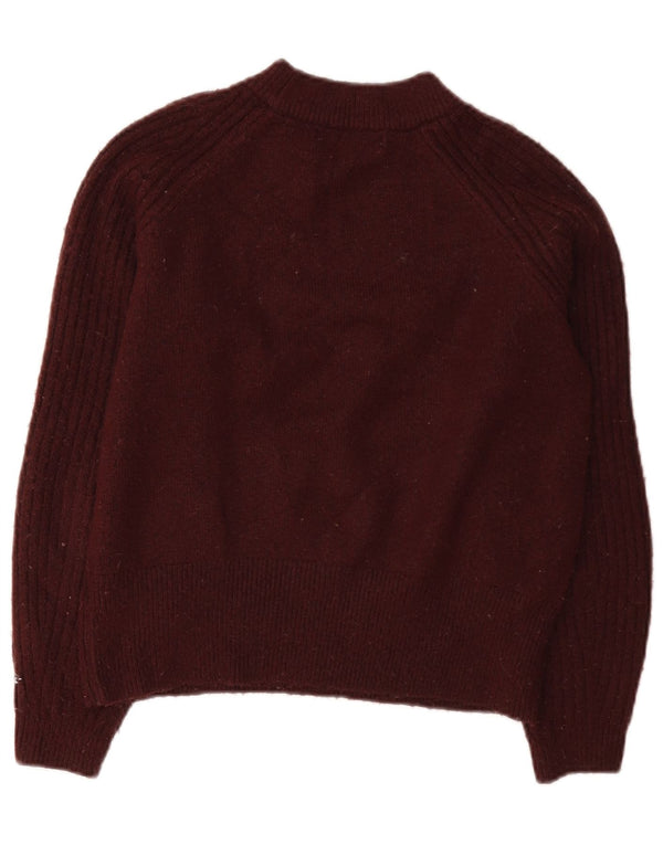 Maglione girocollo corto da donna Marks & Spencer UK 10 piccolo bordeaux
