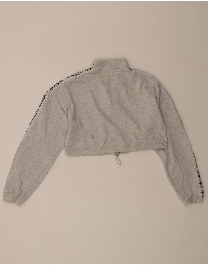Adidas Donna Felpa con Collo con Zip Grafica Oversize Maglione UK 8 Piccolo Grigio