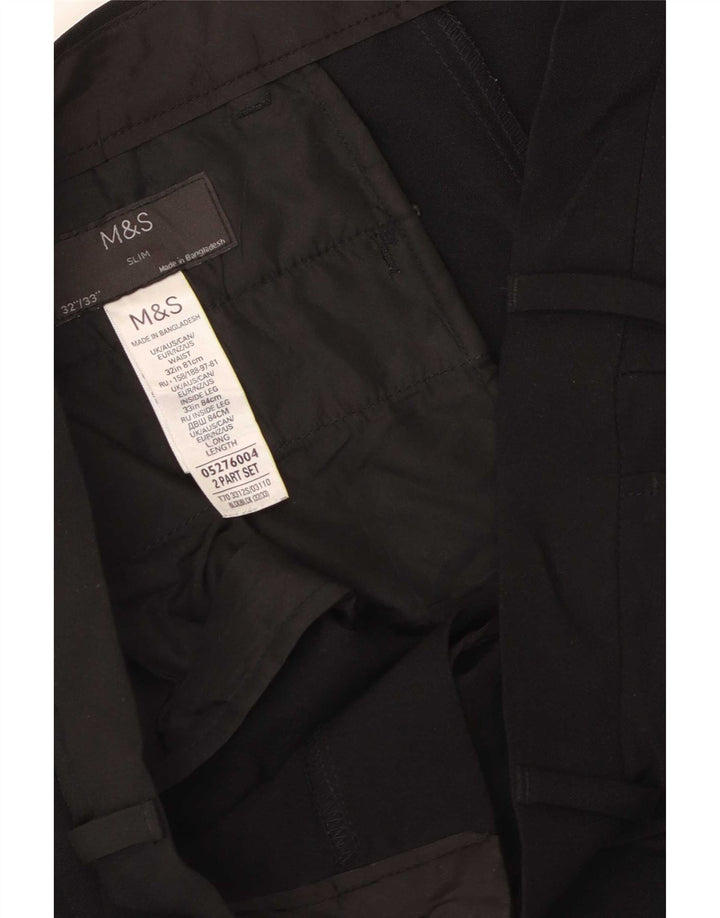 Pantaloni casual da uomo Marks & Spencer W32 L33 Poliestere nero