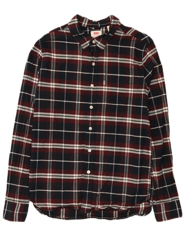 Camicia Levi's da uomo in flanella di cotone a quadri neri piccoli