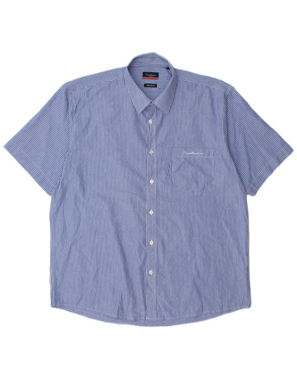 Camicia a maniche corte vestibilità regolare da uomo Pierre Cardin 3XL cotone gessato blu