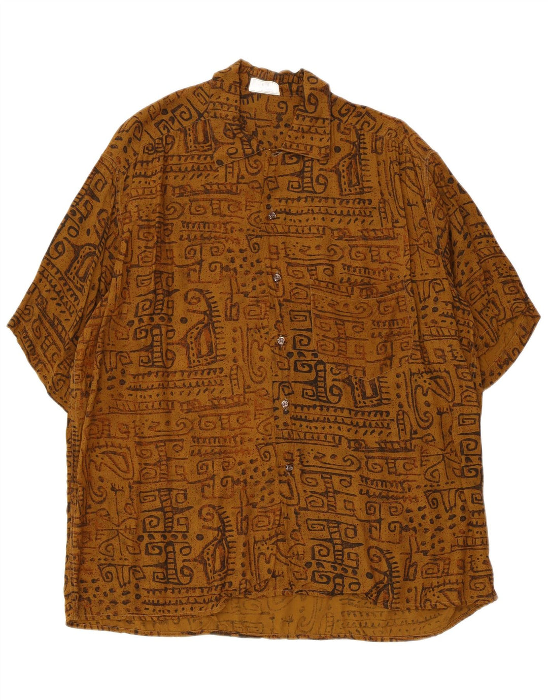 Camicia a maniche corte da uomo con motivo astratto Ingram taglia 43 17 XL viscosa marrone