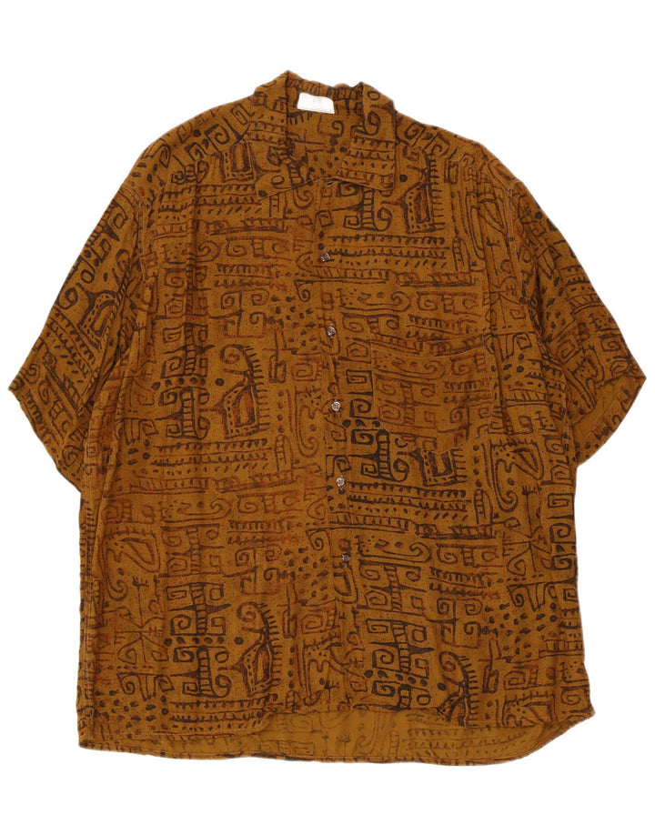 Camicia a maniche corte da uomo con motivo astratto Ingram taglia 43 17 XL viscosa marrone