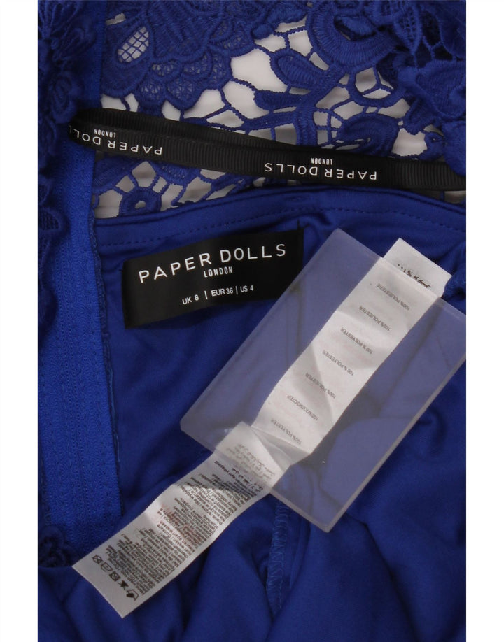 PAPER DOLLS Abito da donna con spalle scoperte UK 8 Piccolo poliestere floreale blu