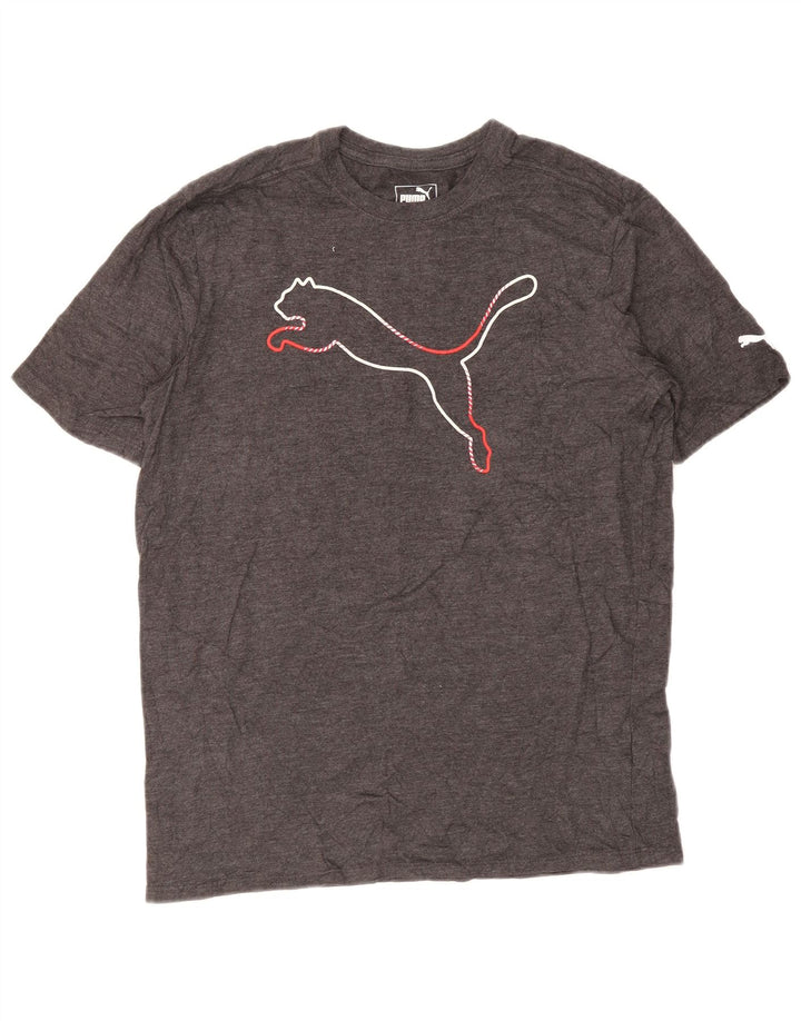 T-shirt grafica da uomo Puma Top Small in cotone grigio