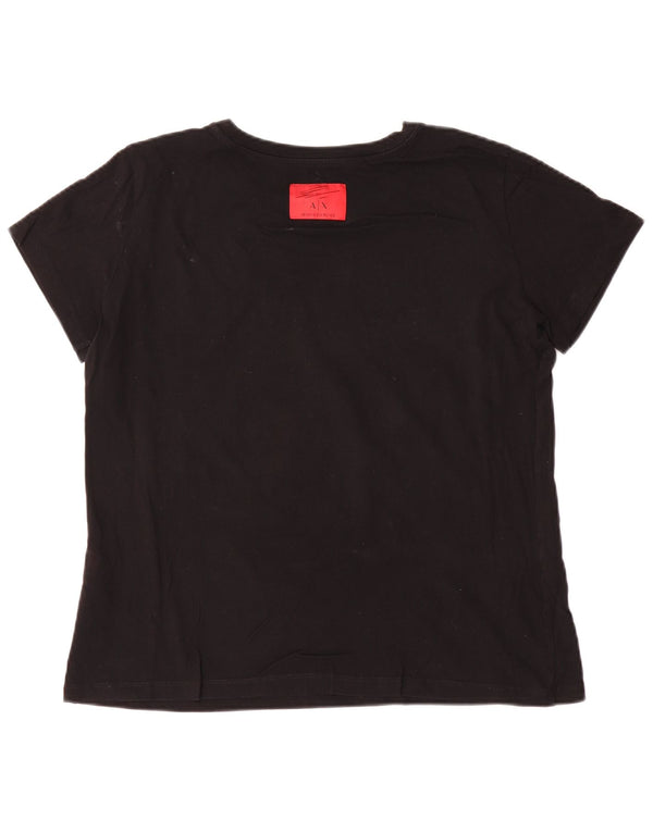 T-shirt grafica da donna Armani Exchange Top UK 16 grande cotone nero