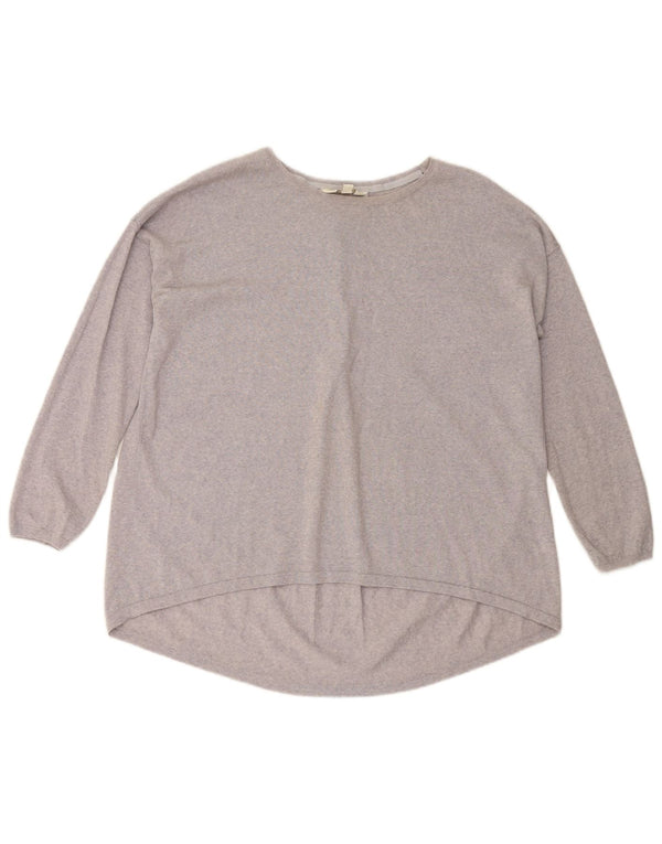 MONSOON Maglione da donna con scollo a barca vestibilità ampia UK 14 Lana viola medio