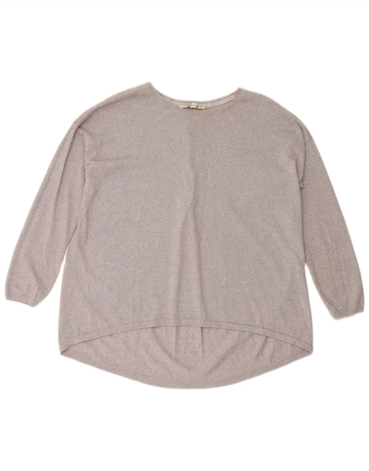 MONSOON Maglione da donna con scollo a barca vestibilità ampia UK 14 Lana viola medio