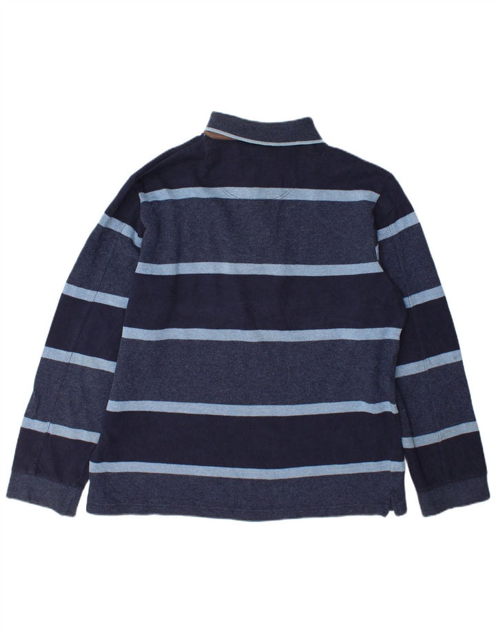 Polo da rugby da uomo a maniche lunghe Marks & Spencer a righe blu navy medie