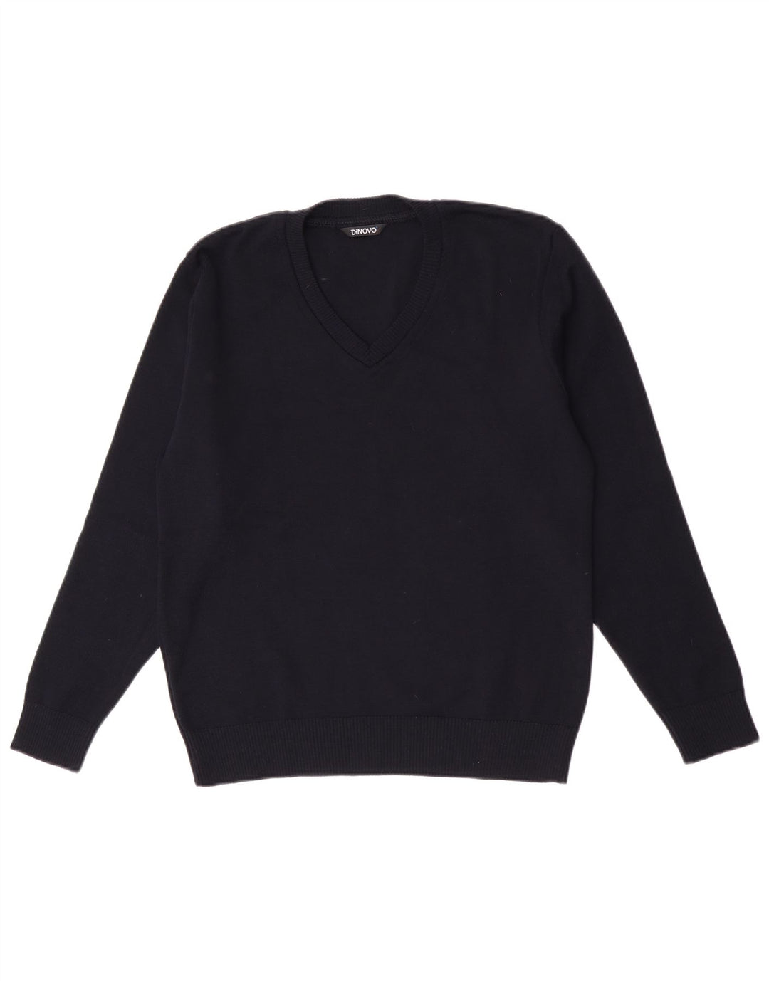 Maglione vintage da donna con scollo a V IT 42 blu navy medio