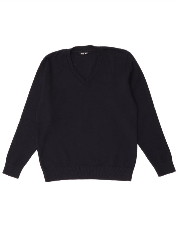 Maglione vintage da donna con scollo a V IT 42 blu navy medio