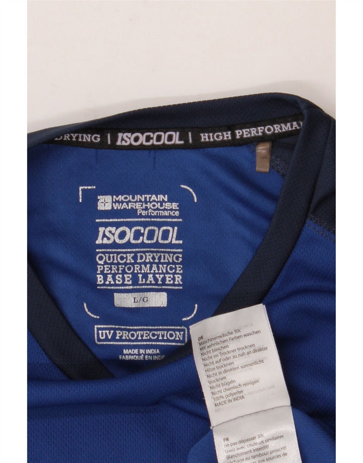 MOUNTAIN WAREHOUSE T-shirt IsoCool da uomo Top Large Blue Colourblock